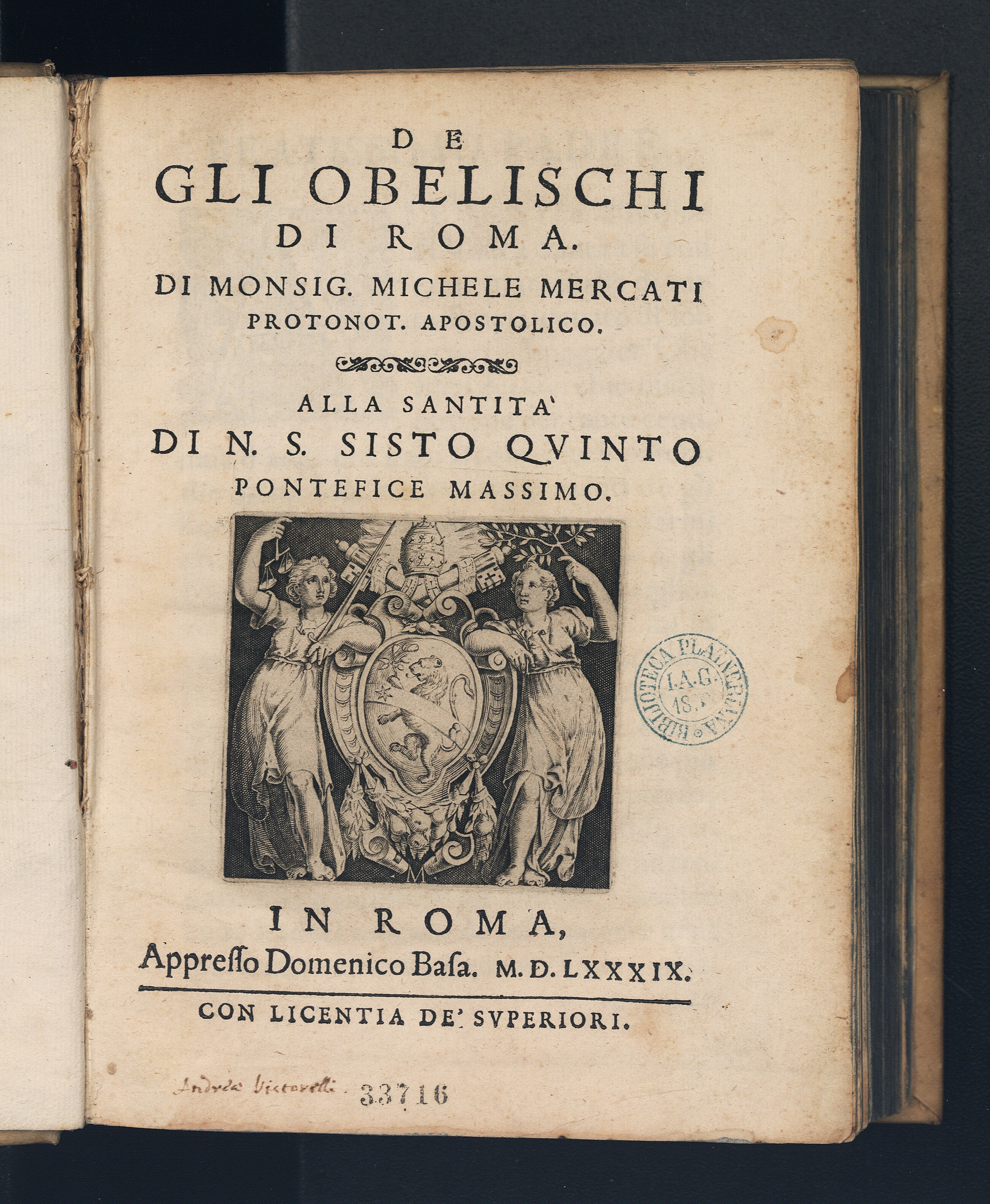 De gli obelischi di Roma. Di monsig. Michele Mercati protonot